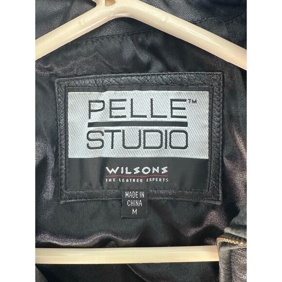 VTG Pelle Studio by Wilson's Leather Womens sz M Black Leather Zipup Jacket SOFT - Picture 12 of 13